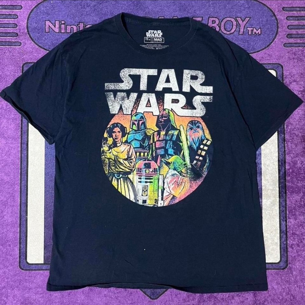 Large Dark blue vintage retro Star Wars multi-coloured really nice graphic tee